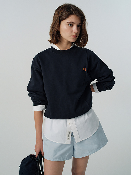 UNISEX DUNST LOGO CREASE SWEATSHIRT FRENCH NAVY_UDTS5A103N2 - Image 1