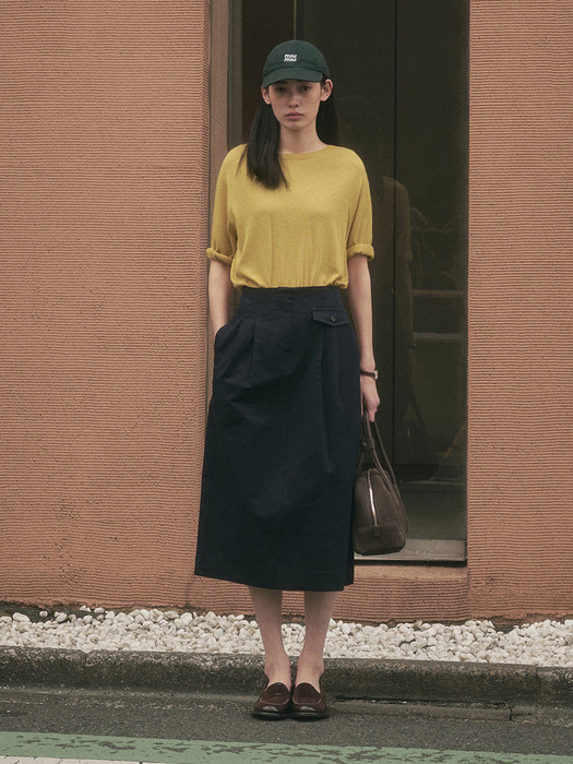BRIT PINTUCK SKIRT_NAVY