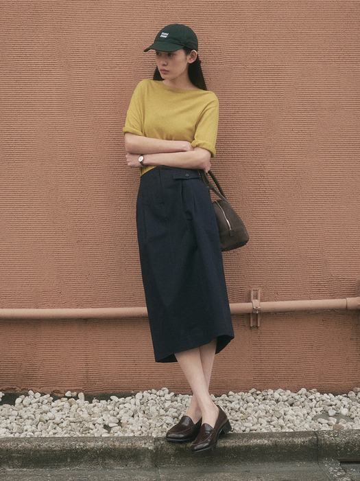BRIT PINTUCK SKIRT_NAVY