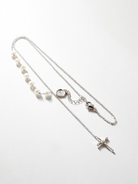 CROSS PEARL drop NECKLACE