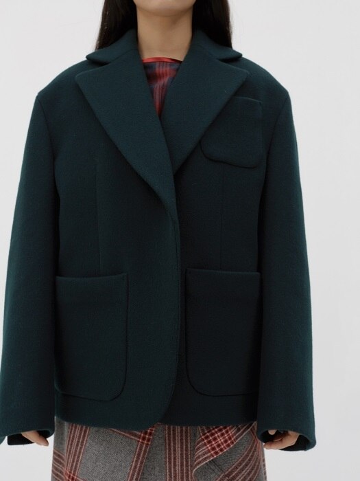 Inside-out oversize quilted blazer jacket[khaki]