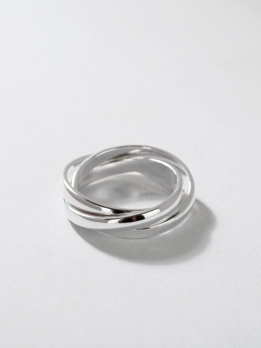 TRIPLE LAYERED SILVER RING (SILVER)