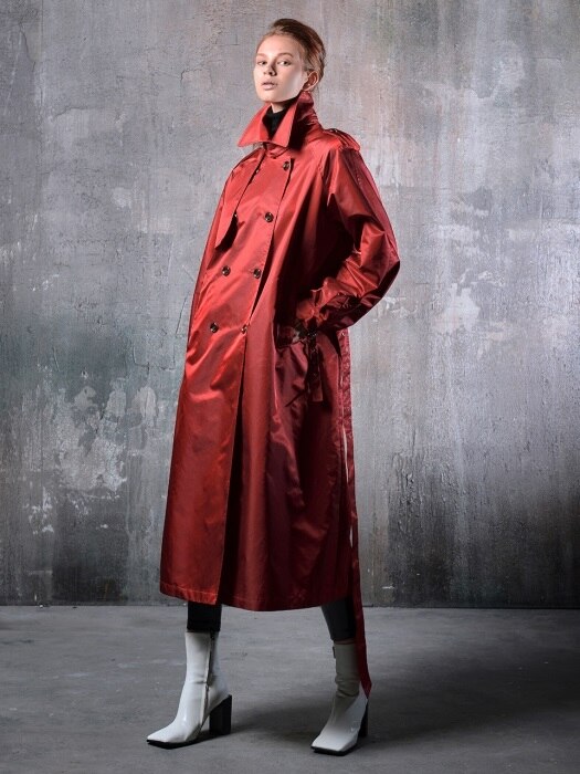 Unisex overfit bomber trench coat (red)