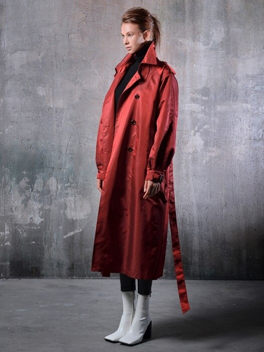 Unisex overfit bomber trench coat (red)