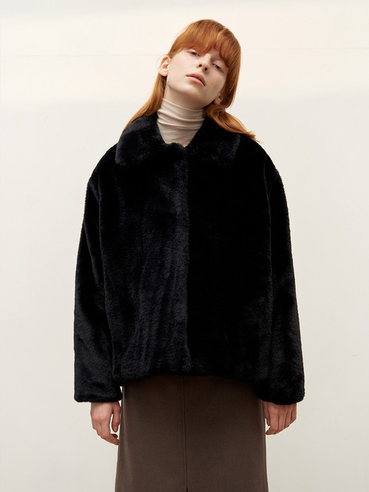 Eco fur jacket - Black