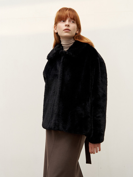 Eco fur jacket - Black