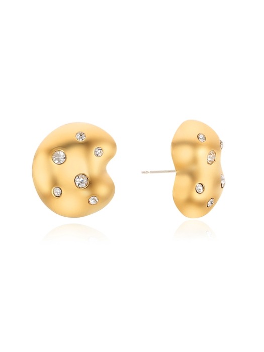 Bean Button Earring_Gold