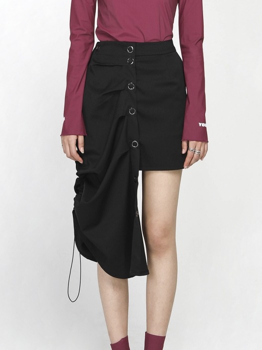 Detachable Shirring Skirt(Black)