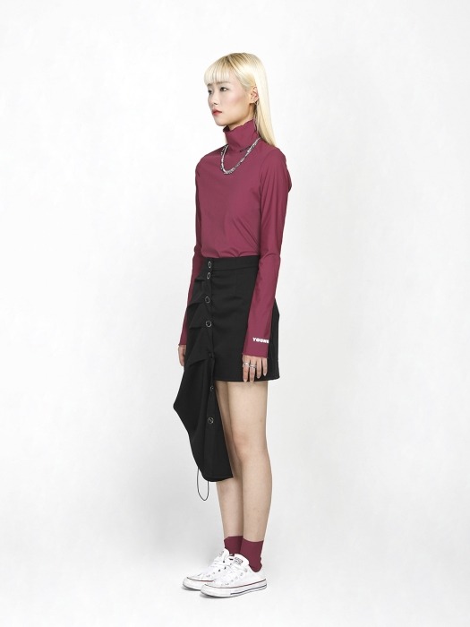 Detachable Shirring Skirt(Black)