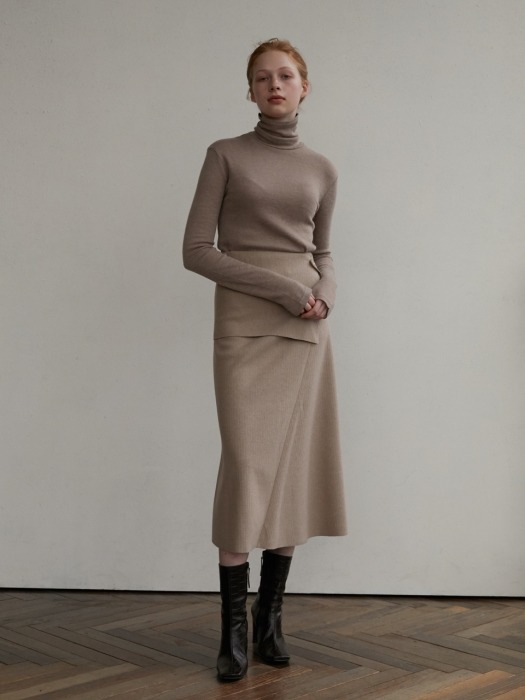 Wool panel skirt - beige