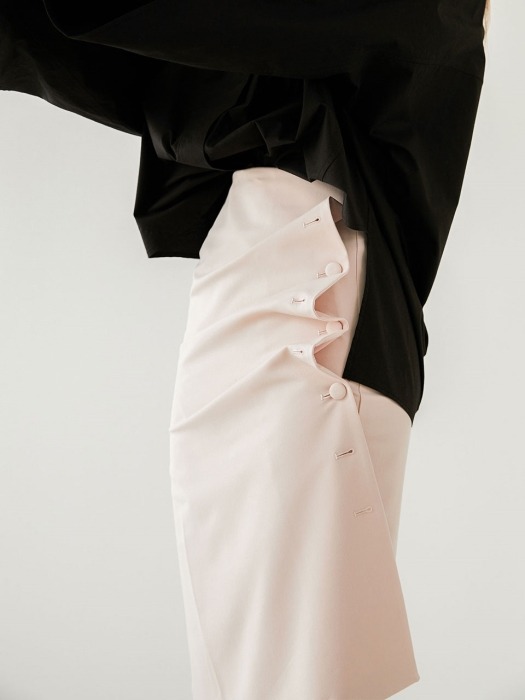 Side Ruffle Skirt_Beige Pink