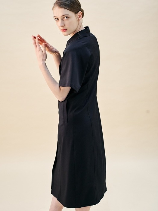Trumpet Short Sleeve Black Long Dress