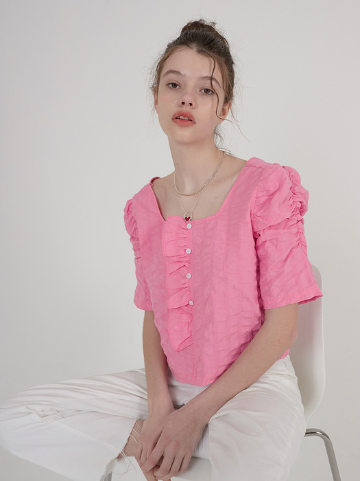 Square Frill Blouse_Pink