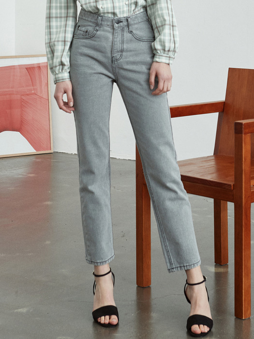 iuw608 grayish regular fit denim pants (grey)