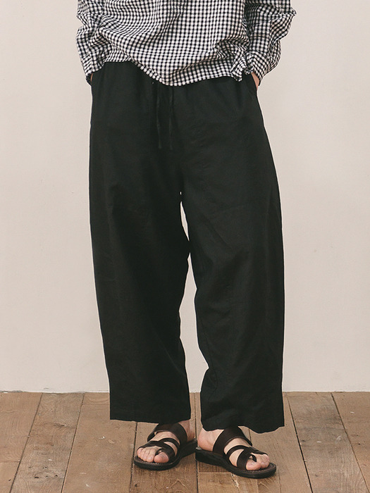 Linen Wide Pants / Black