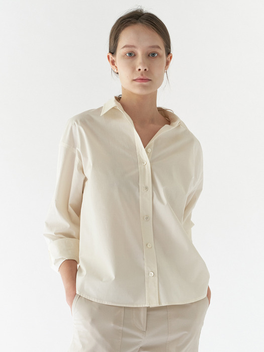 Plain cotton shirt - Cream yellow