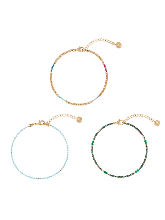 [3SET]COLOR MIX CHAIN BRACELET SET_SE0122