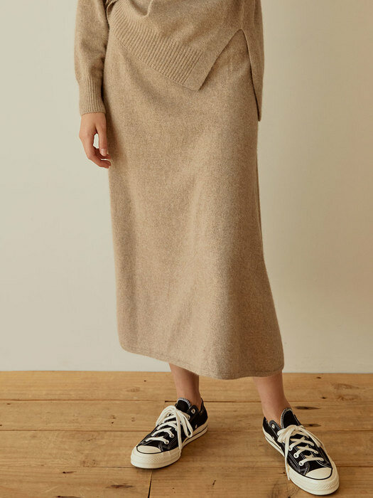 Fox Whole Garment Skirt(Beige)