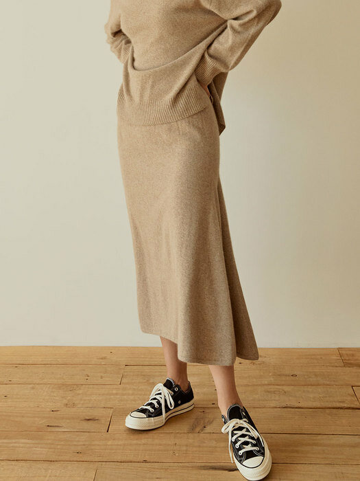 Fox Whole Garment Skirt(Beige)
