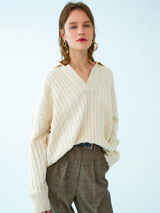 Lily collar cotton-pullover 