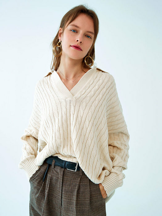 Lily collar cotton-pullover 
