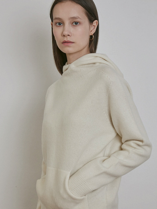 CASHMERE HOODED SWEATER [IVORY] [GREY] [CHARCOAL]
