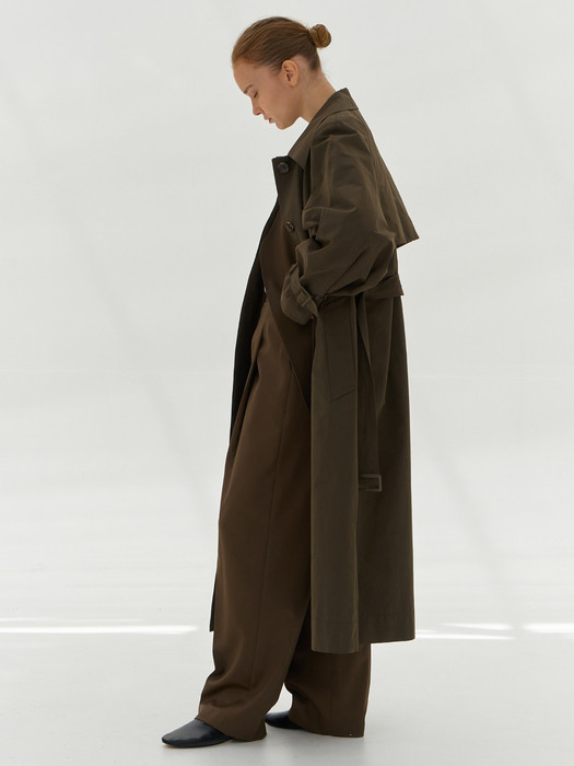 Single Trench Coat [Brown]