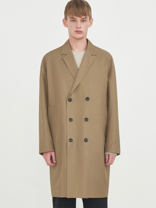 LOOSE FIT WASHED DOUBLE TRENCH COAT_BEIGE