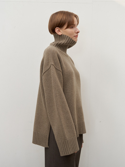 Cashmere turtleneck - Khaki gray