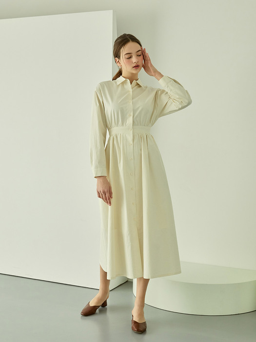 Button Shirt Long Ops (Beige)