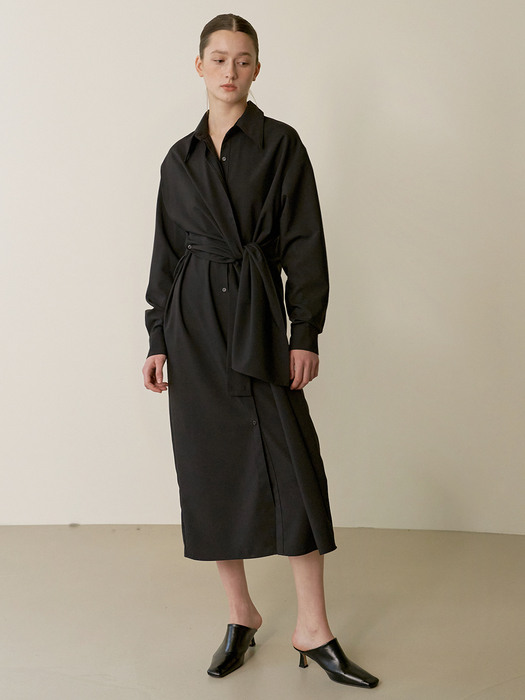 Panel scarf dress - Black