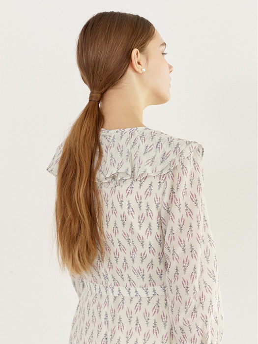 [미전시]SUSAN Floral print ruffle collar dress (Cream ivory)