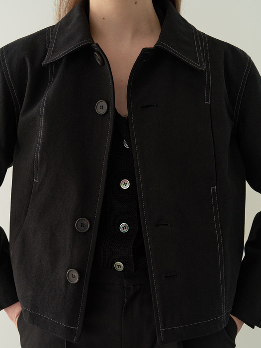 double button cutting jacket (black)
