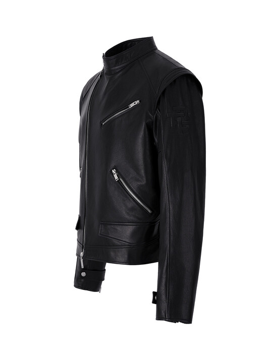 Shoulder Point Leather Jacket