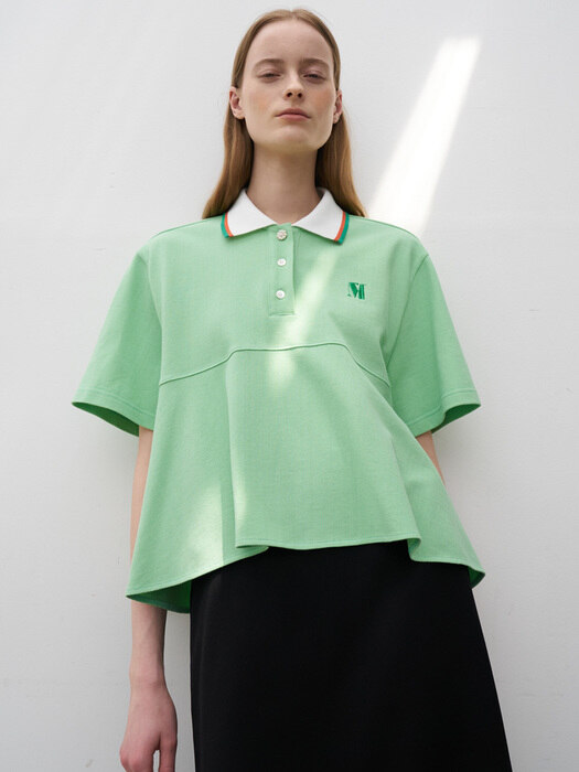 21 Summer_ Green Pique Polo T-Shirt 