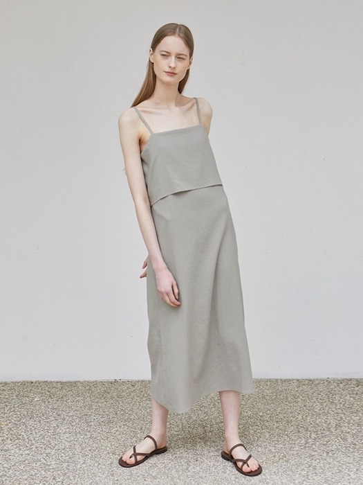 Linen Panel Sleeveless Dress - Cocoa