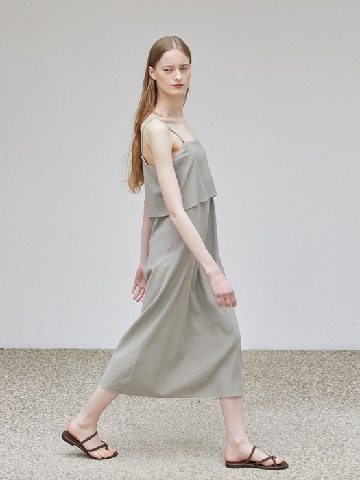 Linen Panel Sleeveless Dress - Cocoa