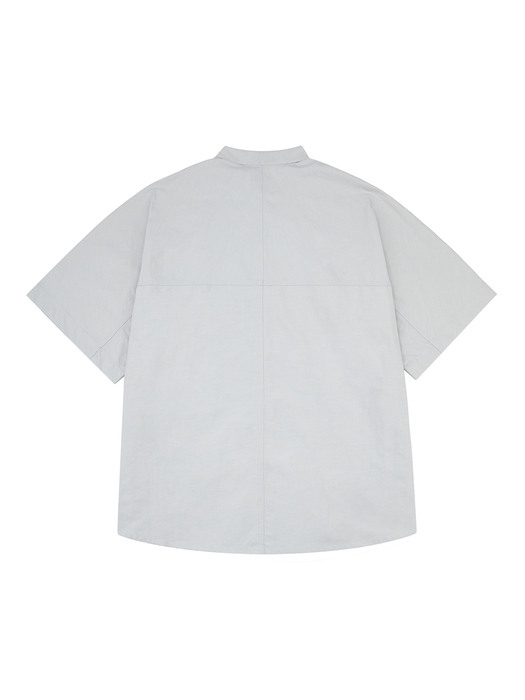 CL103_Nylon Band Collar H/S Shirt_Light Gray