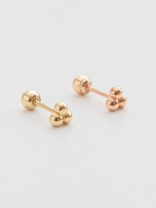 14K Gold Three Ball Piercing, Earrings (14k골드) s17