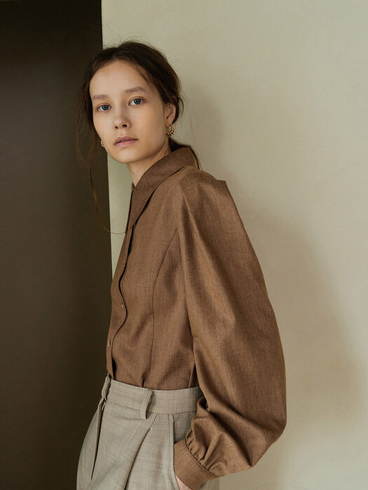 PUFF SLEEVE CROP BLOUSE (earth brown)