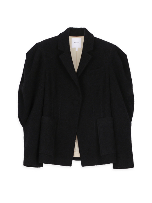 Puff Sleeves Wool Jacket Black WBAFJK003BK