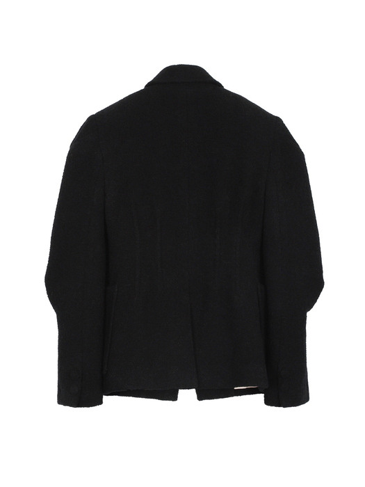 Puff Sleeves Wool Jacket Black WBAFJK003BK