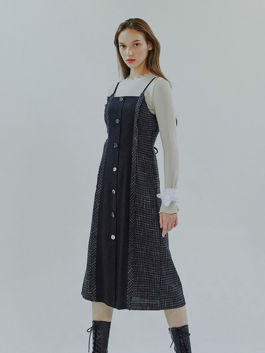 Slip Tweed Dress, Black