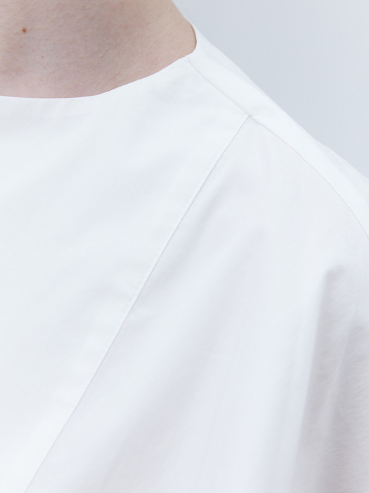 TOF LINE BUTTON STRING SHIRTS WHITE