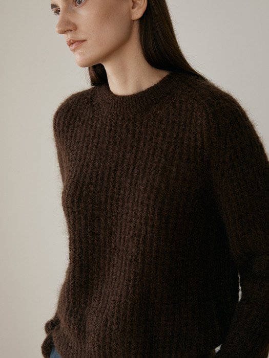 Mohair waffle knit (dark brown)