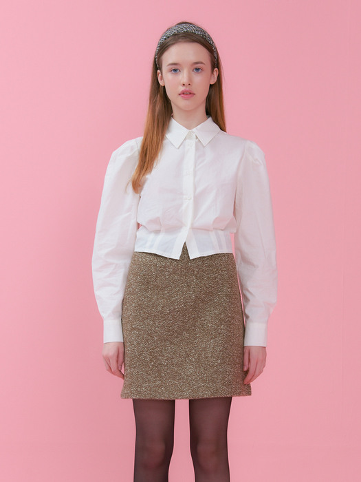 JENNY TWEED MINI SKIRT_KHAKI