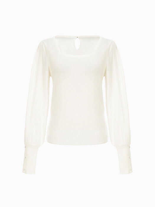 Abel Square-neck Knit Top (Ivory)