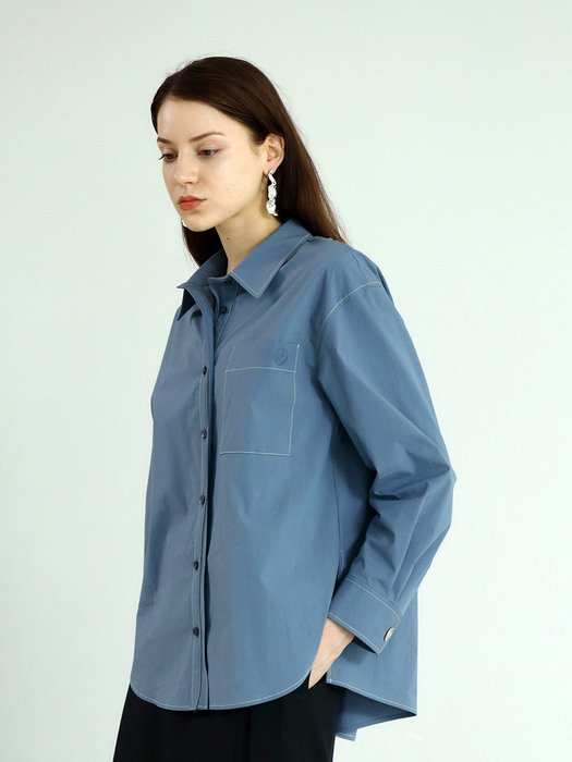 씨엘  Back-Twist  Shirts-BLUE