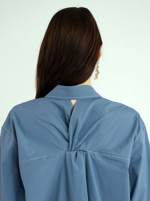 씨엘  Back-Twist  Shirts-BLUE