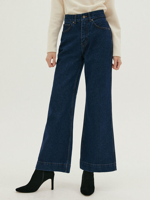 NOI STITCH WIDE PANTS BLUE